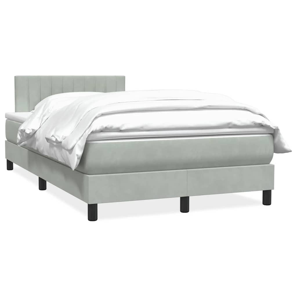 Κρεβάτι Boxspring με Στρώμα Ανοιχτό Γκρι 120x220 εκ. Βελούδινο