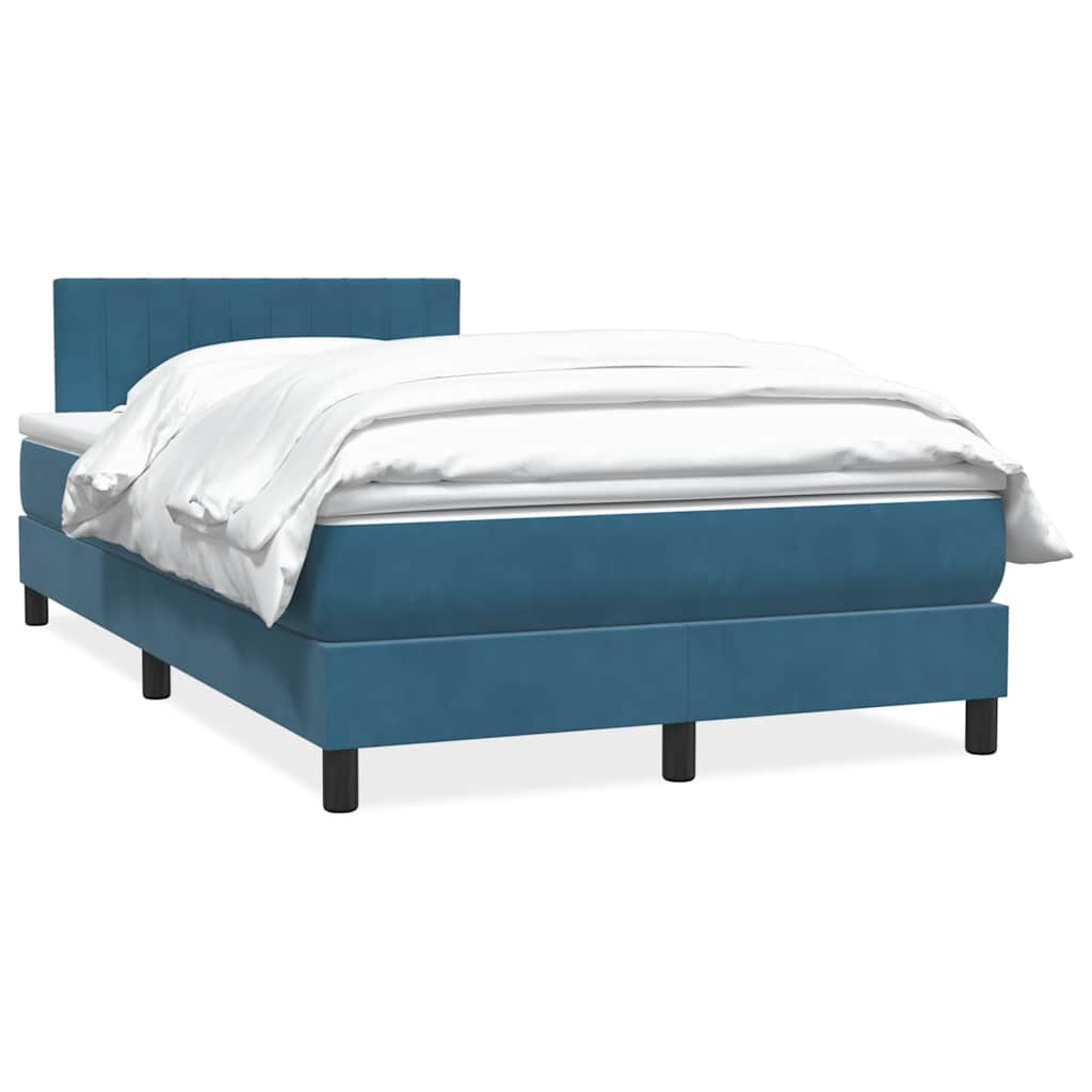 Box Spring κρεβάτι με στρώμα σκούρο μπλε 120x220 cm Βελούδινο