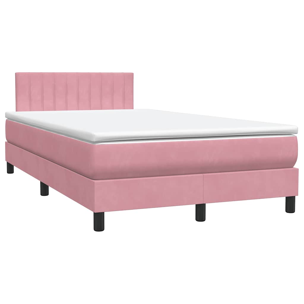 Box Spring κρεβάτι με στρώμα ροζ 120x220 cm Βελούδινο
