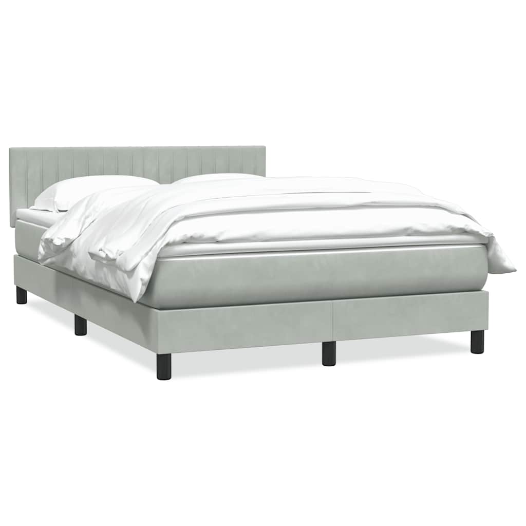 Κρεβάτι Boxspring με Στρώμα Ανοιχτό Γκρι 140x220 εκ. Βελούδινο - Pakobazaar
