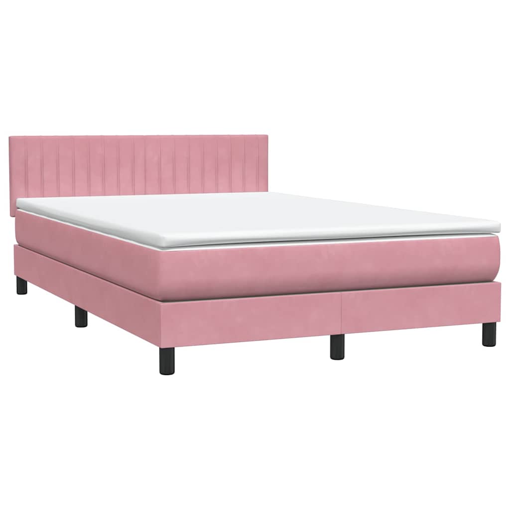 Box Spring κρεβάτι με στρώμα ροζ 140x220 cm Βελούδινο - Pakobazaar