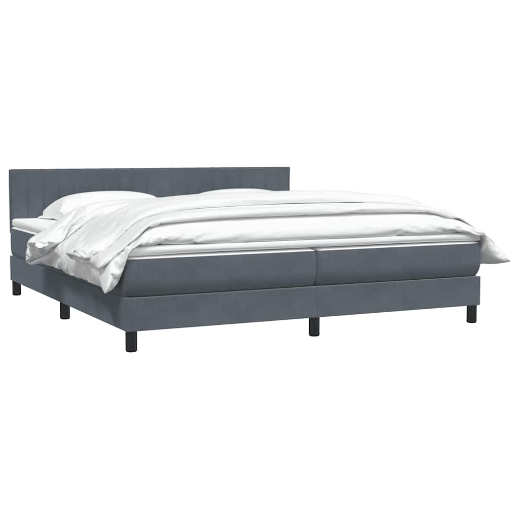 Box Spring Κρεβάτι με στρώμα Σκούρο γκρι 180x220 εκ. Βελούδινο - Pakobazaar
