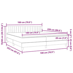 Box Spring Κρεβάτι με στρώμα Μαύρο 180x220 cm Βελούδινο