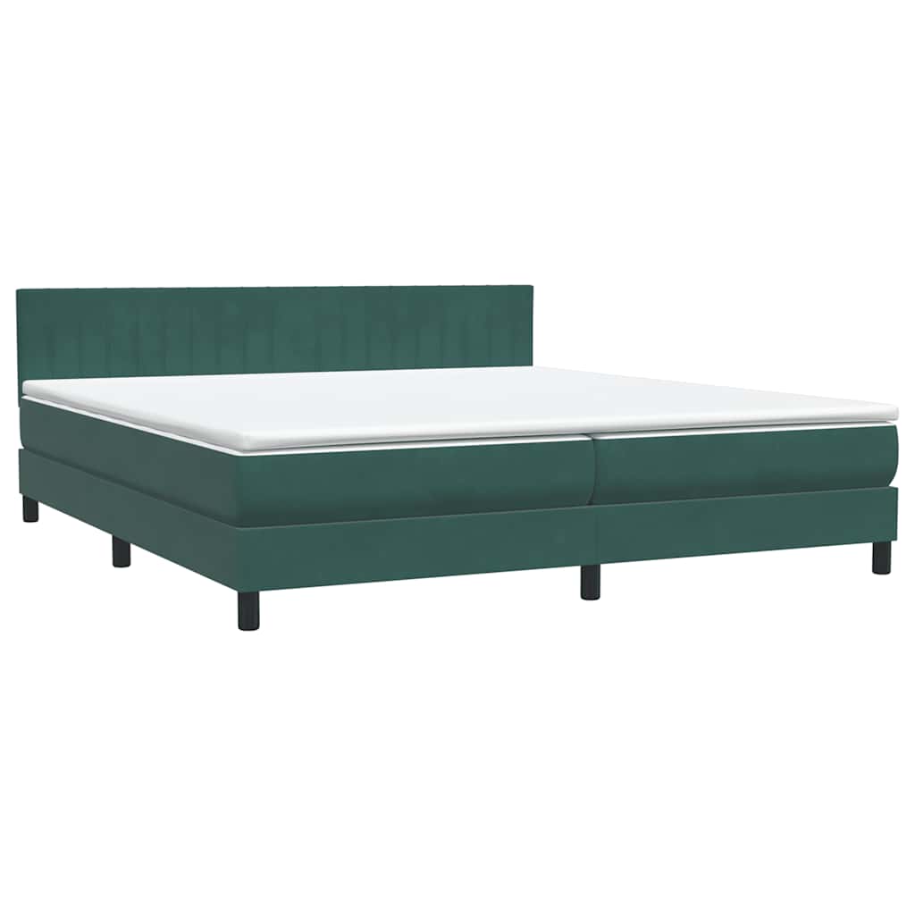 Box Spring κρεβάτι με στρώμα σκούρο πράσινο 180x220cm Βελούδινο