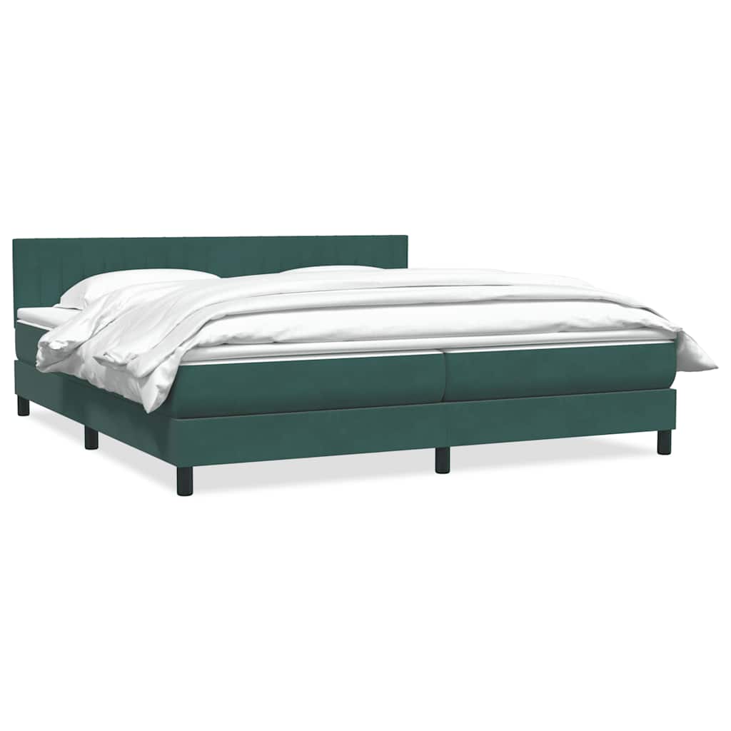 Box Spring κρεβάτι με στρώμα σκούρο πράσινο 180x220cm Βελούδινο