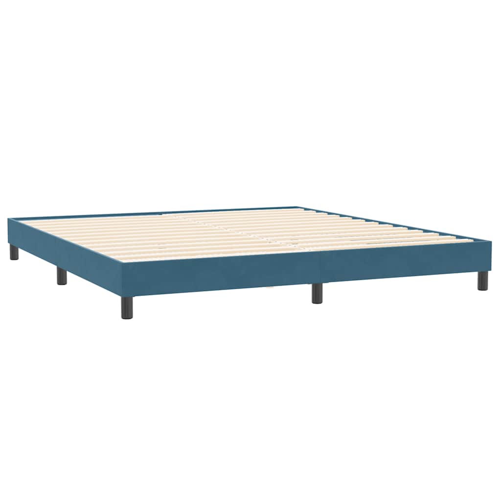 Box Spring κρεβάτι με στρώμα σκούρο μπλε 180x220 cm Βελούδινο