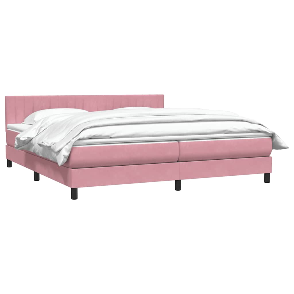 Box Spring κρεβάτι με στρώμα ροζ 180x220 cm Βελούδινο - Pakobazaar