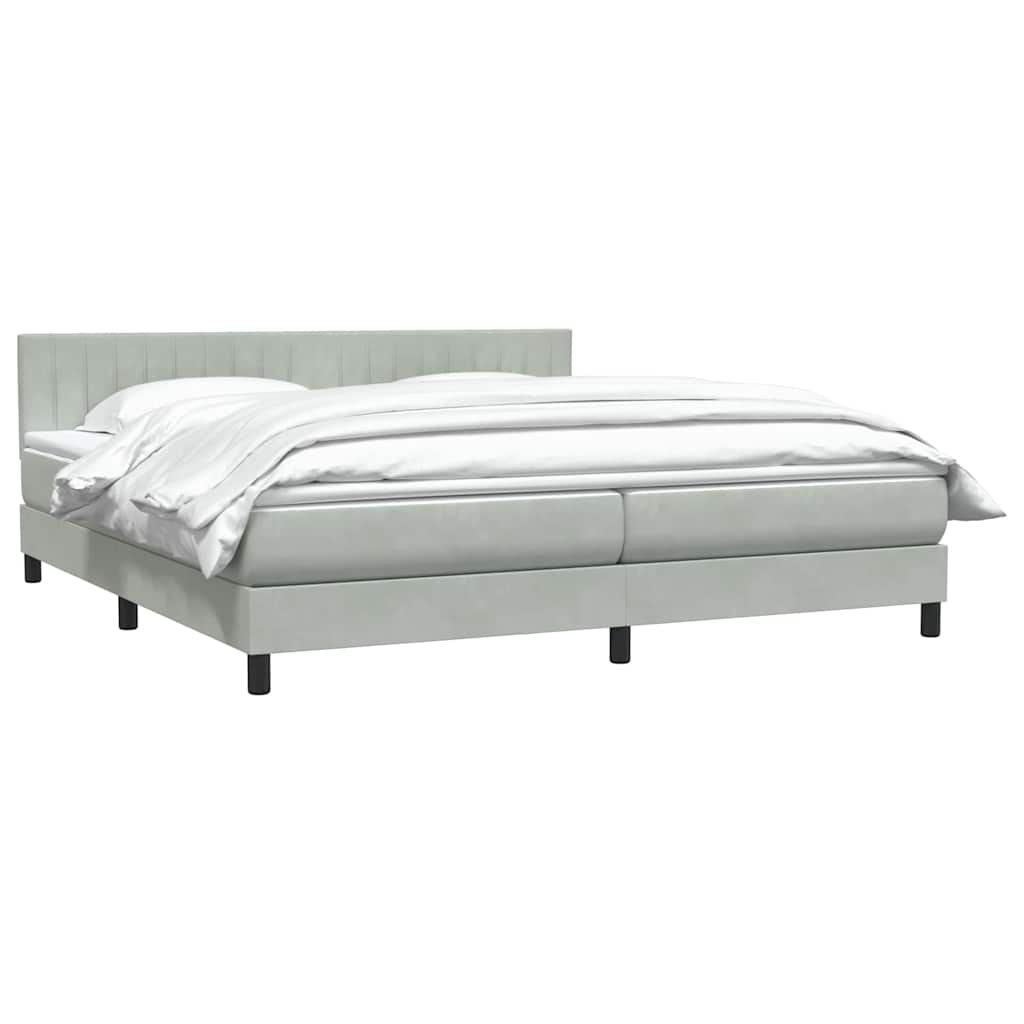 Box Spring κρεβάτι με στρώμα ανοιχτό γκρι 200x220 εκ. Βελούδινο - Pakobazaar