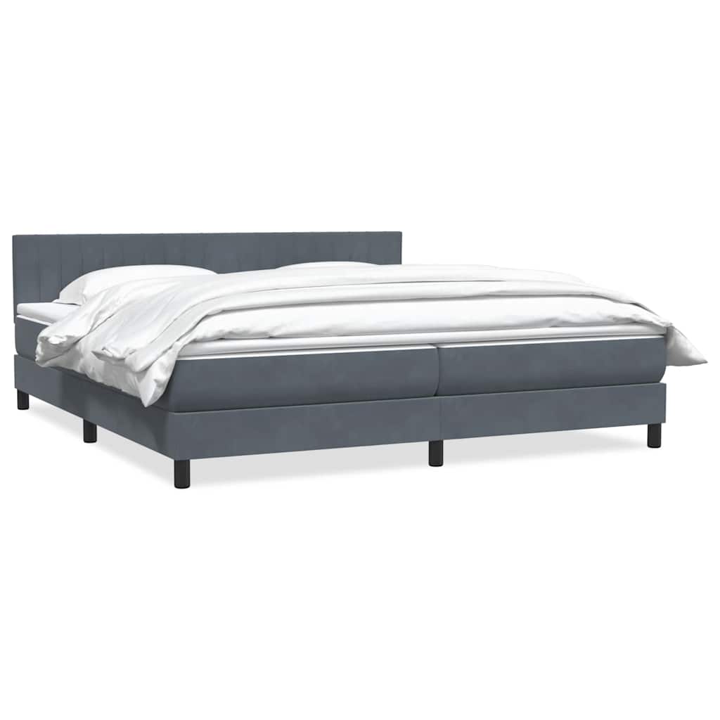 Box Spring Κρεβάτι με στρώμα Σκούρο γκρι 200x220 cm Βελούδινο - Pakobazaar