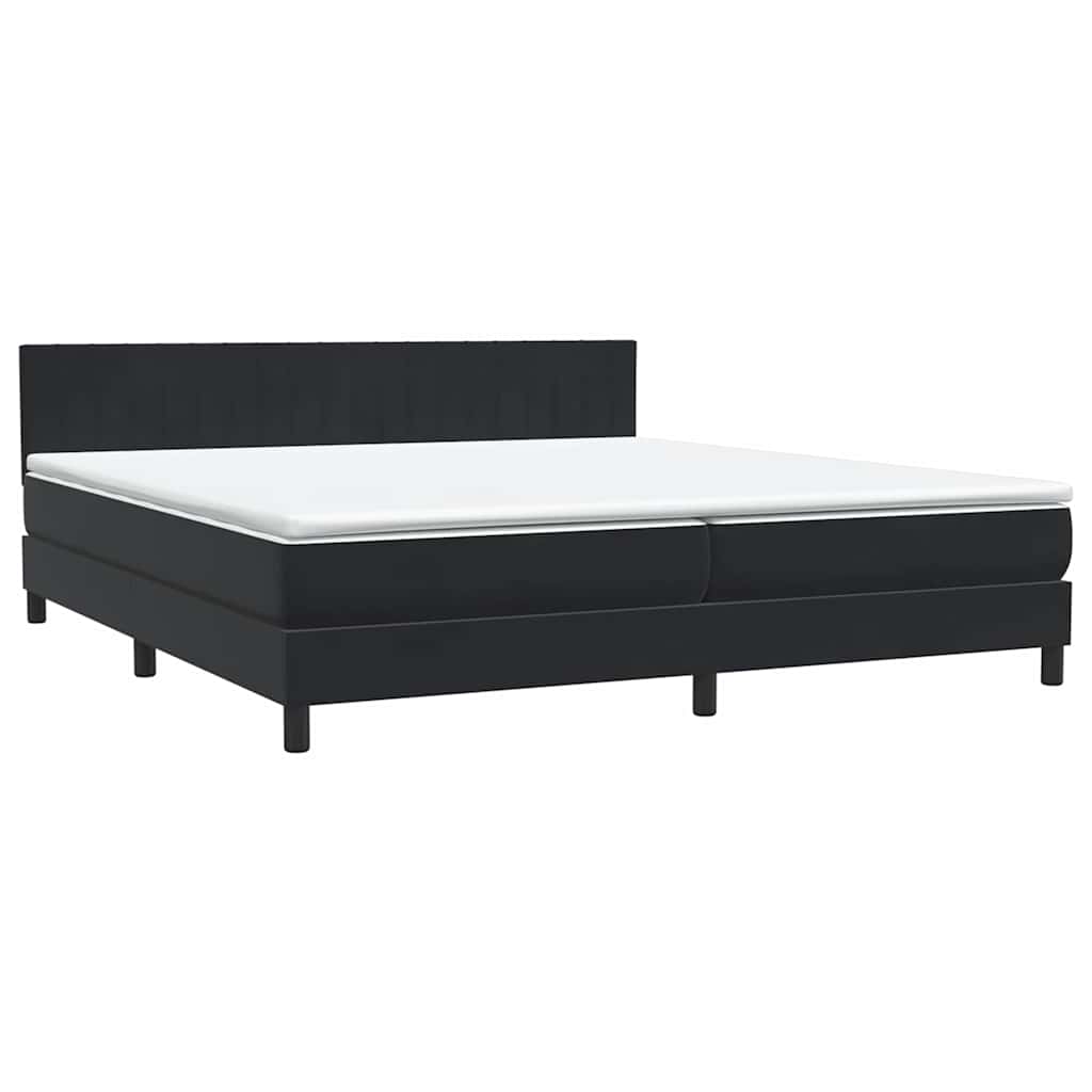 Box Spring Κρεβάτι με στρώμα Μαύρο 200x220 cm Βελούδινο - Pakobazaar