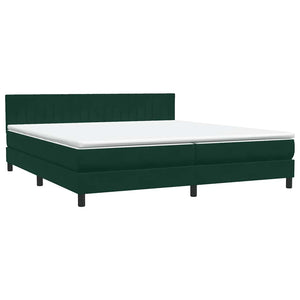 Box Spring Κρεβάτι με στρώμα Σκούρο πράσινο 200x220cm Βελούδινο - Pakobazaar