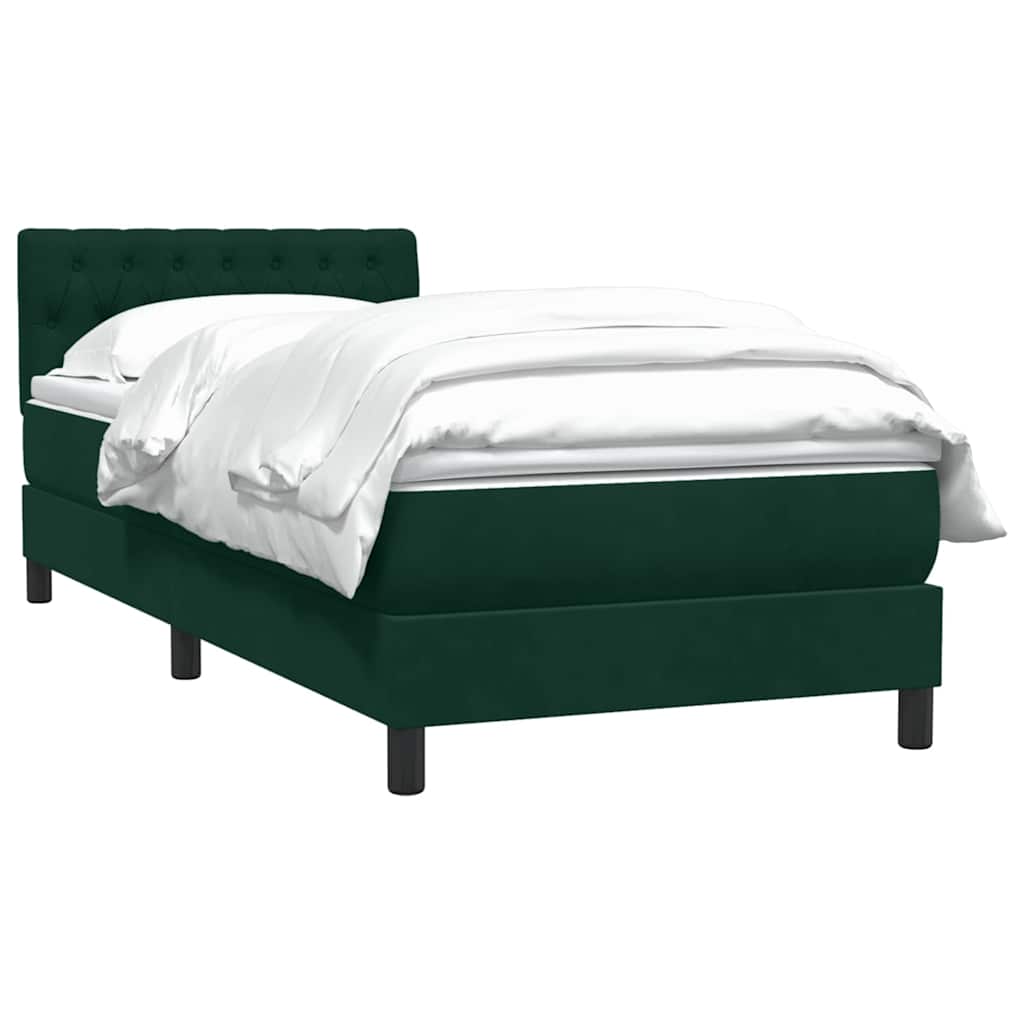 Box Spring Κρεβάτι με στρώμα Σκούρο πράσινο 80x210 cm Velvet - Pakobazaar