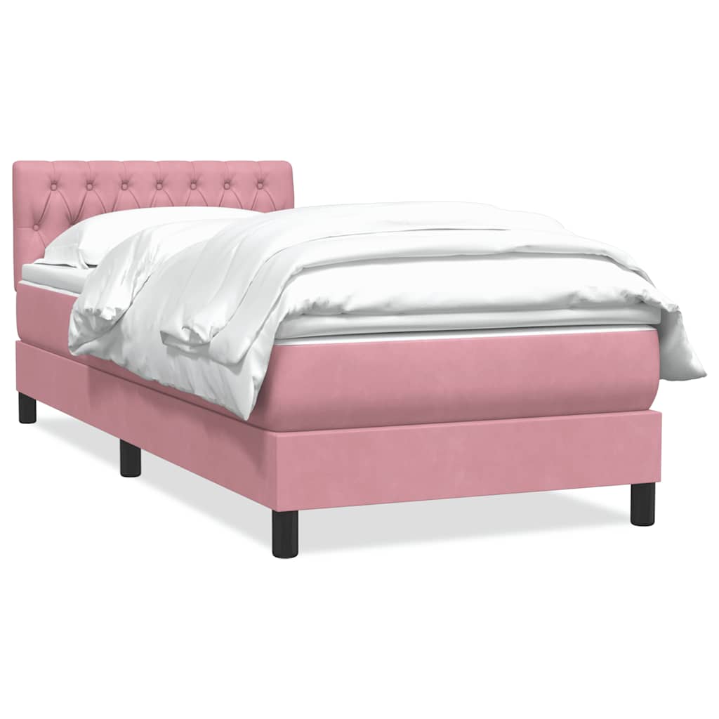 Box Spring κρεβάτι με στρώμα ροζ 80x210 εκ. Βελούδινο - Pakobazaar