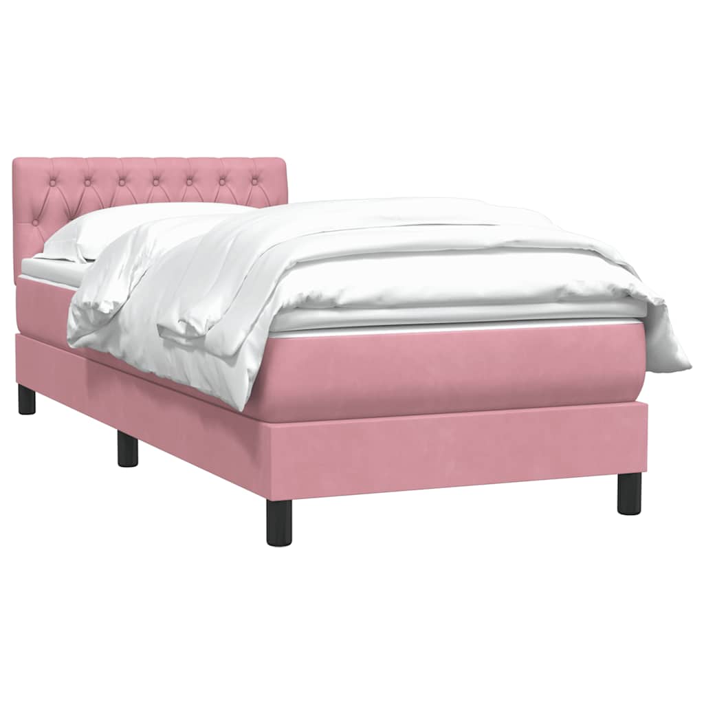 Box Spring κρεβάτι με στρώμα ροζ 80x210 εκ. Βελούδινο - Pakobazaar