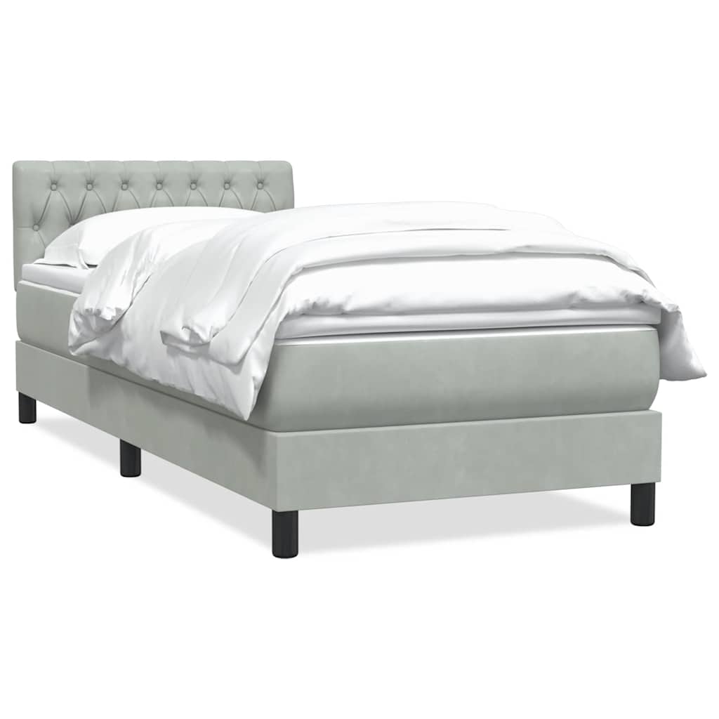 Box Spring κρεβάτι με στρώμα ανοιχτό γκρι 90x210 cm Βελούδινο