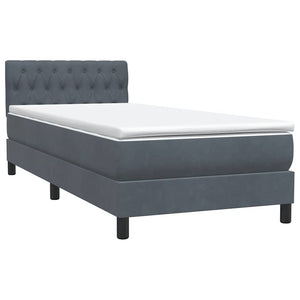 Κρεβάτι Boxspring με Στρώμα Σκούρο Γκρι 90x210 εκ. Βελούδινο
