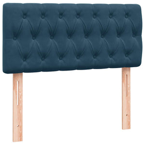 Box Spring κρεβάτι με στρώμα σκούρο μπλε 90x210 εκ. Βελούδινο