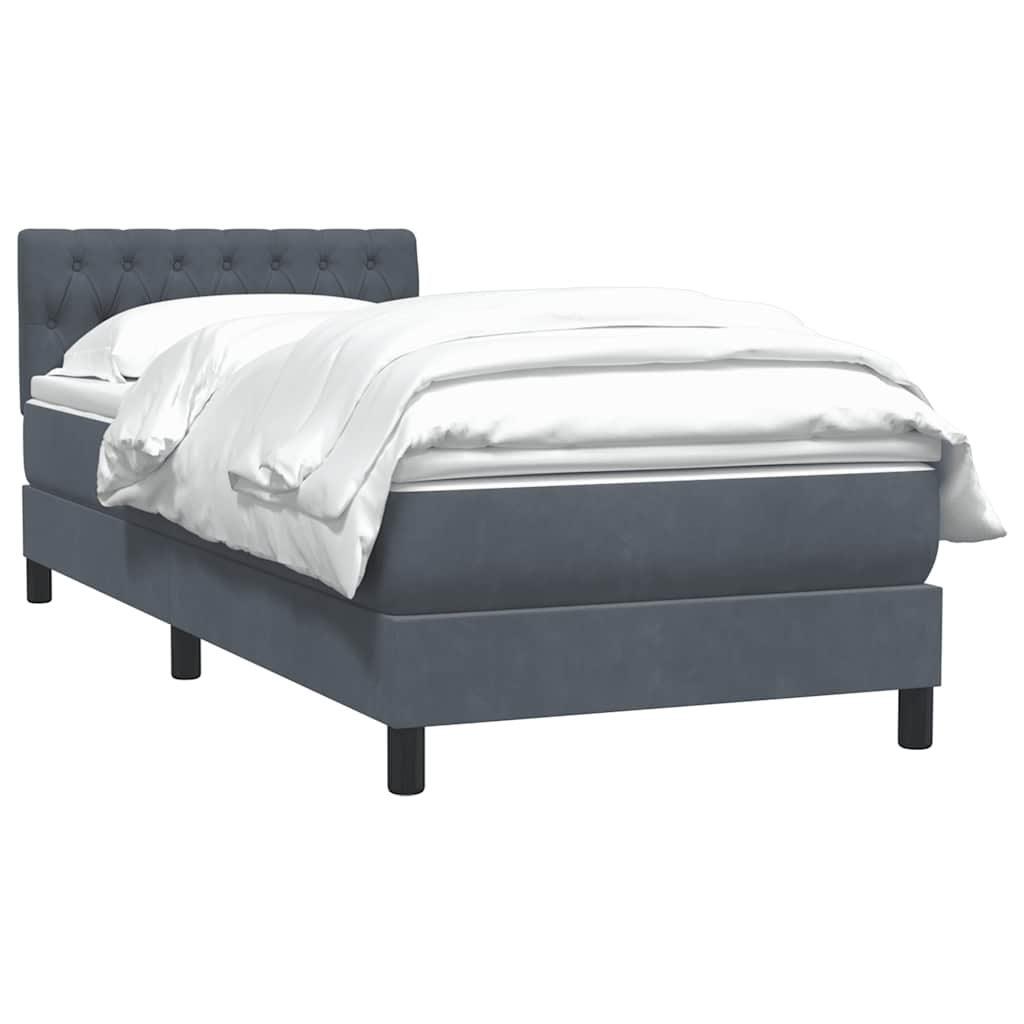 Κρεβάτι Boxspring με Στρώμα Σκούρο Γκρι 100x210 εκ. Βελούδινο - Pakobazaar