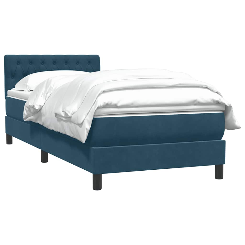 Κρεβάτι Boxspring με Στρώμα Σκούρο Μπλε 100x210 εκ. Βελούδινο