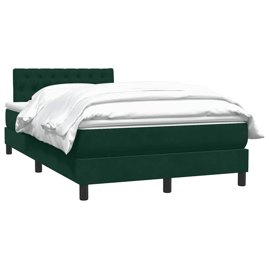 Κρεβάτι Boxspring με Στρώμα Σκούρο Πράσινο 120x210εκ. Βελούδινο - Pakobazaar