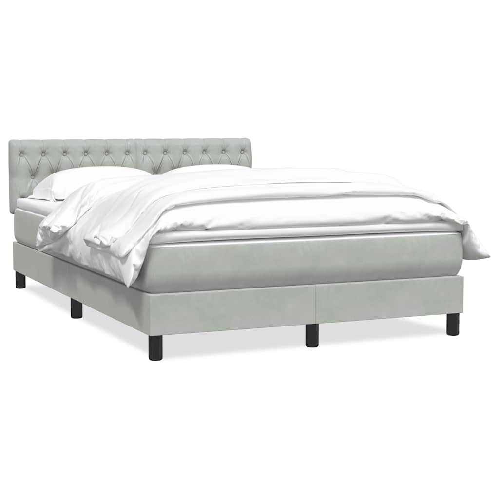 Κρεβάτι Boxspring με Στρώμα Ανοιχτό Γκρι 140x210 εκ. Βελούδινο - Pakobazaar