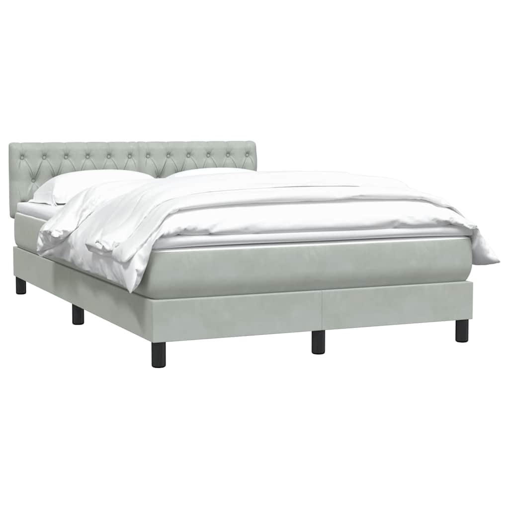 Κρεβάτι Boxspring με Στρώμα Ανοιχτό Γκρι 140x210 εκ. Βελούδινο - Pakobazaar