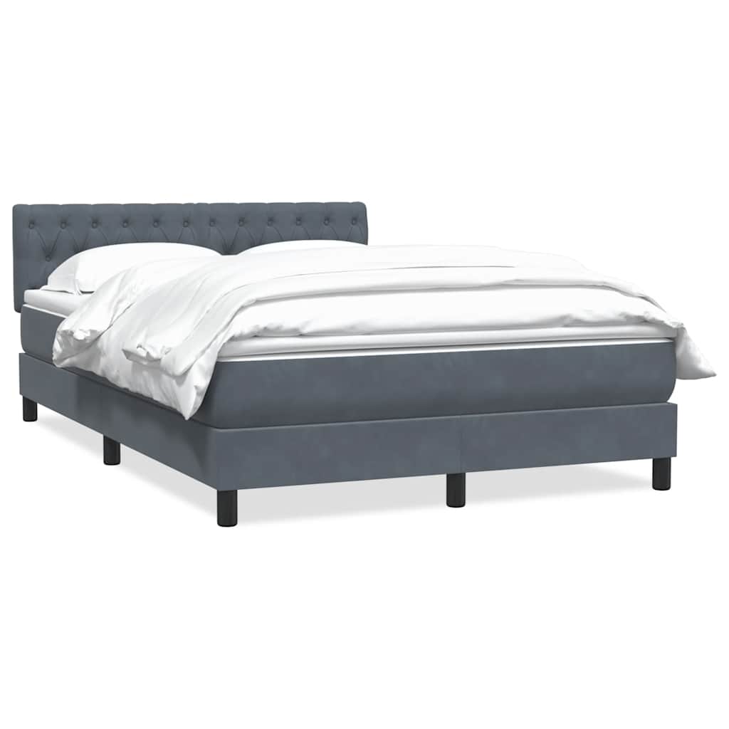 Κρεβάτι Boxspring με Στρώμα Σκούρο Γκρι 140x210 εκ. Βελούδινο