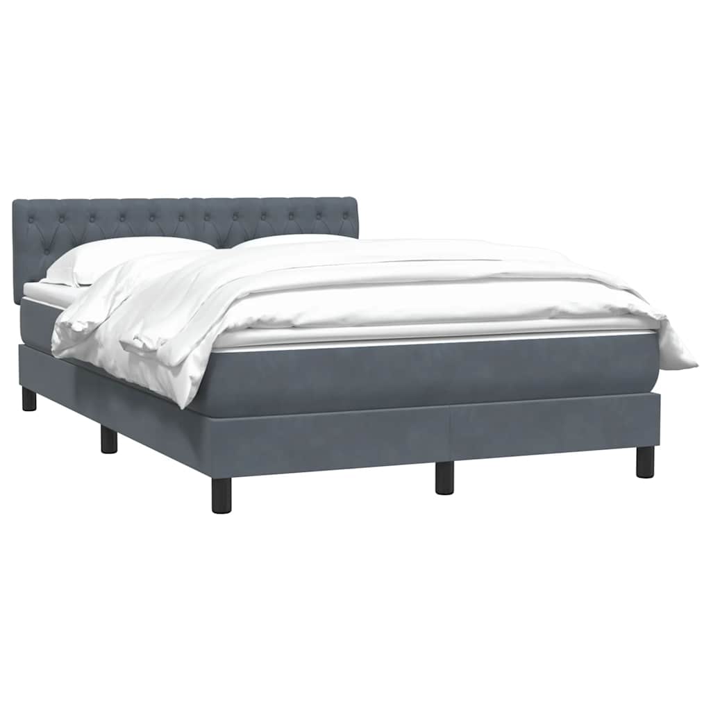 Κρεβάτι Boxspring με Στρώμα Σκούρο Γκρι 140x210 εκ. Βελούδινο