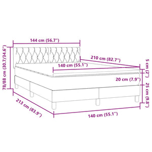 Κρεβάτι Boxspring με Στρώμα Μαύρο 1140x210 εκ. Βελούδινο - Pakobazaar