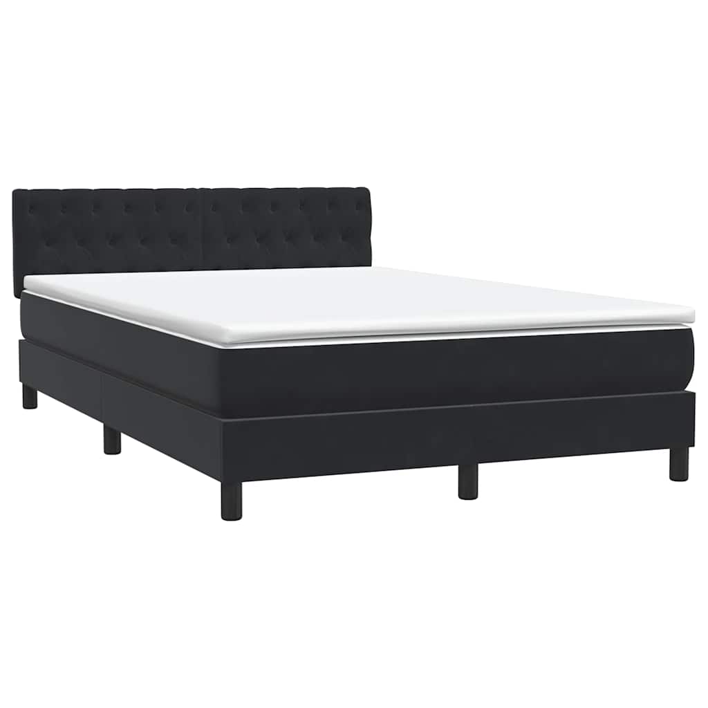 Κρεβάτι Boxspring με Στρώμα Μαύρο 1140x210 εκ. Βελούδινο