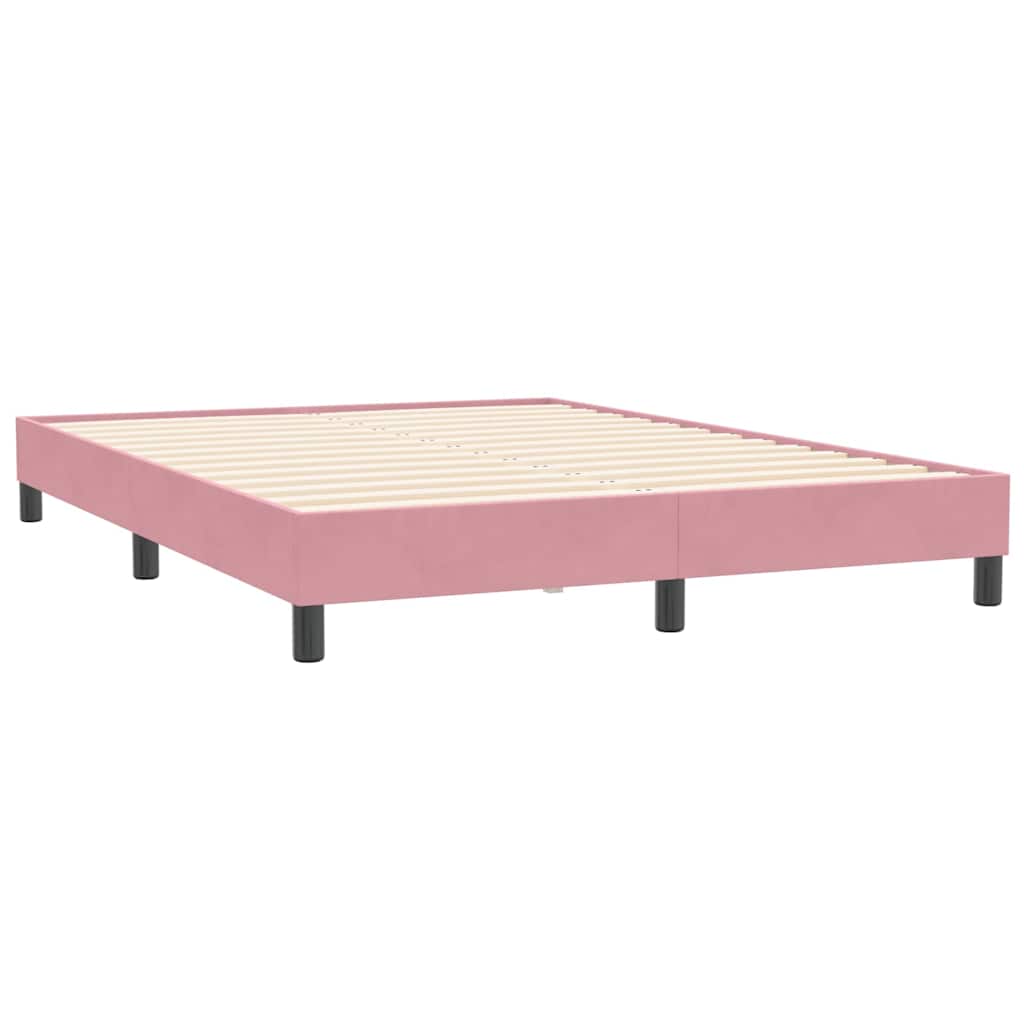 Κρεβάτι Boxspring με Στρώμα Ροζ 140x210 εκ. Βελούδινο - Pakobazaar
