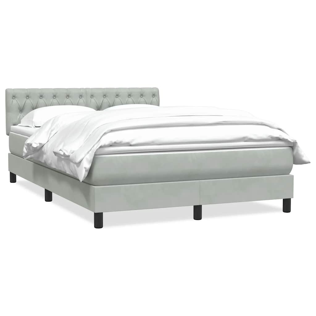 Κρεβάτι Boxspring με Στρώμα Ανοιχτό Γκρι 160x210 εκ. Βελούδινο - Pakobazaar