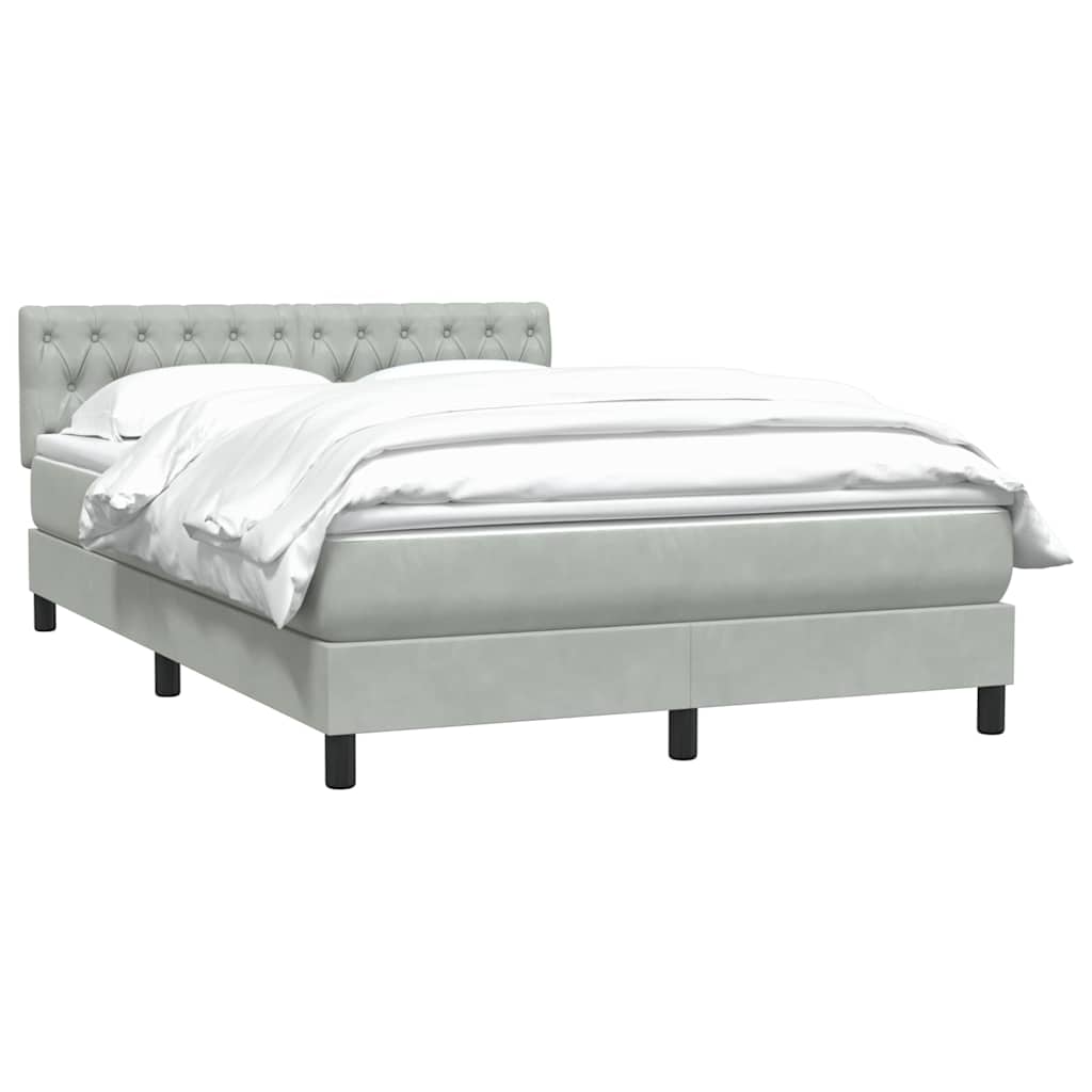 Κρεβάτι Boxspring με Στρώμα Ανοιχτό Γκρι 160x210 εκ. Βελούδινο - Pakobazaar