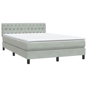 Κρεβάτι Boxspring με Στρώμα Ανοιχτό Γκρι 160x210 εκ. Βελούδινο - Pakobazaar