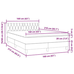 Κρεβάτι Boxspring με Στρώμα Σκούρο Μπλε 160x210 εκ. Βελούδινο - Pakobazaar