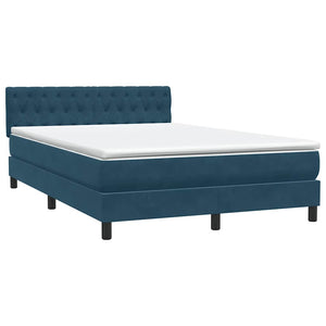 Κρεβάτι Boxspring με Στρώμα Σκούρο Μπλε 160x210 εκ. Βελούδινο - Pakobazaar