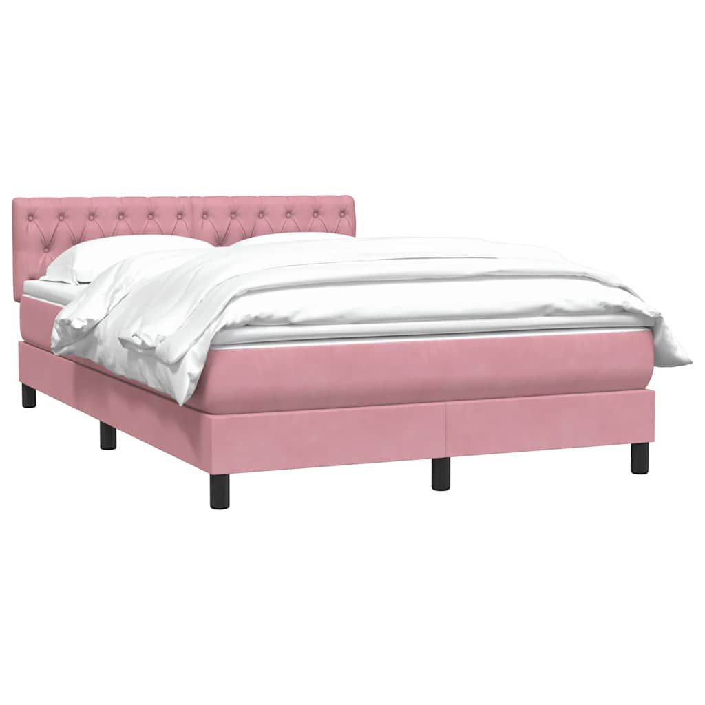 Κρεβάτι Boxspring με Στρώμα Ροζ 160x210 εκ. Βελούδινο