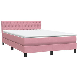 Κρεβάτι Boxspring με Στρώμα Ροζ 160x210 εκ. Βελούδινο