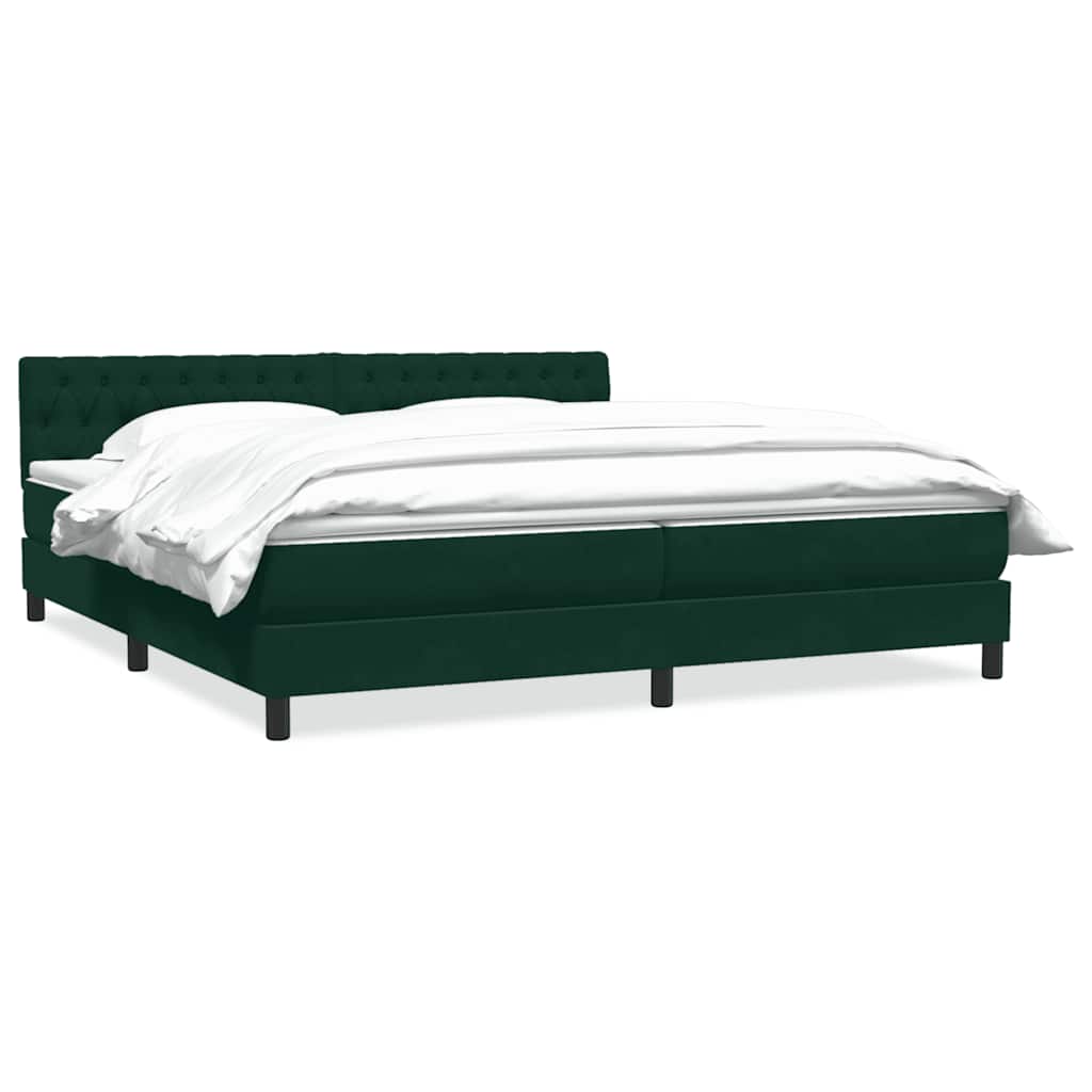 Κρεβάτι Boxspring με Στρώμα Σκούρο Πράσινο 180x210εκ. Βελούδινο