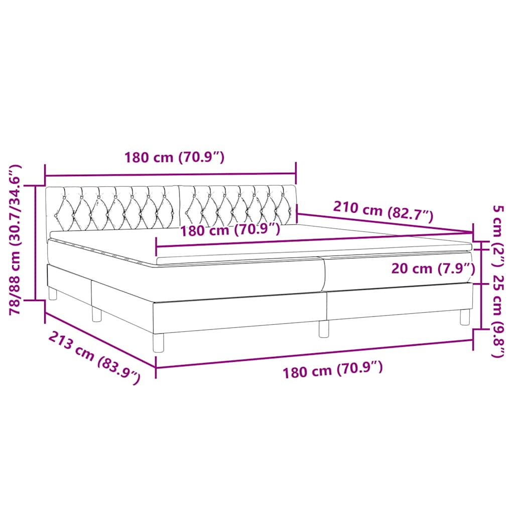 Κρεβάτι Boxspring με Στρώμα Σκούρο Πράσινο 180x210εκ. Βελούδινο