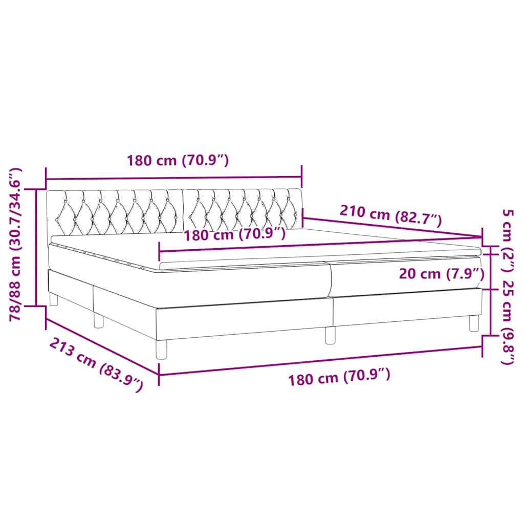 Κρεβάτι Boxspring με Στρώμα Σκούρο Μπλε 180x210 εκ. Βελούδινο - Pakobazaar