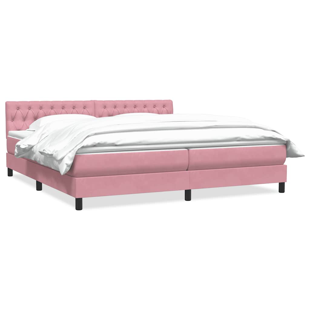 Κρεβάτι Boxspring με Στρώμα Ροζ 180x210 εκ. Βελούδινο