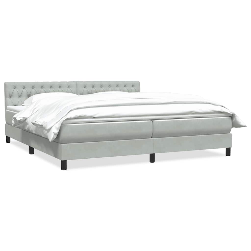 Box Spring κρεβάτι με στρώμα ανοιχτό γκρι 200x210 cm Βελούδινο - Pakobazaar
