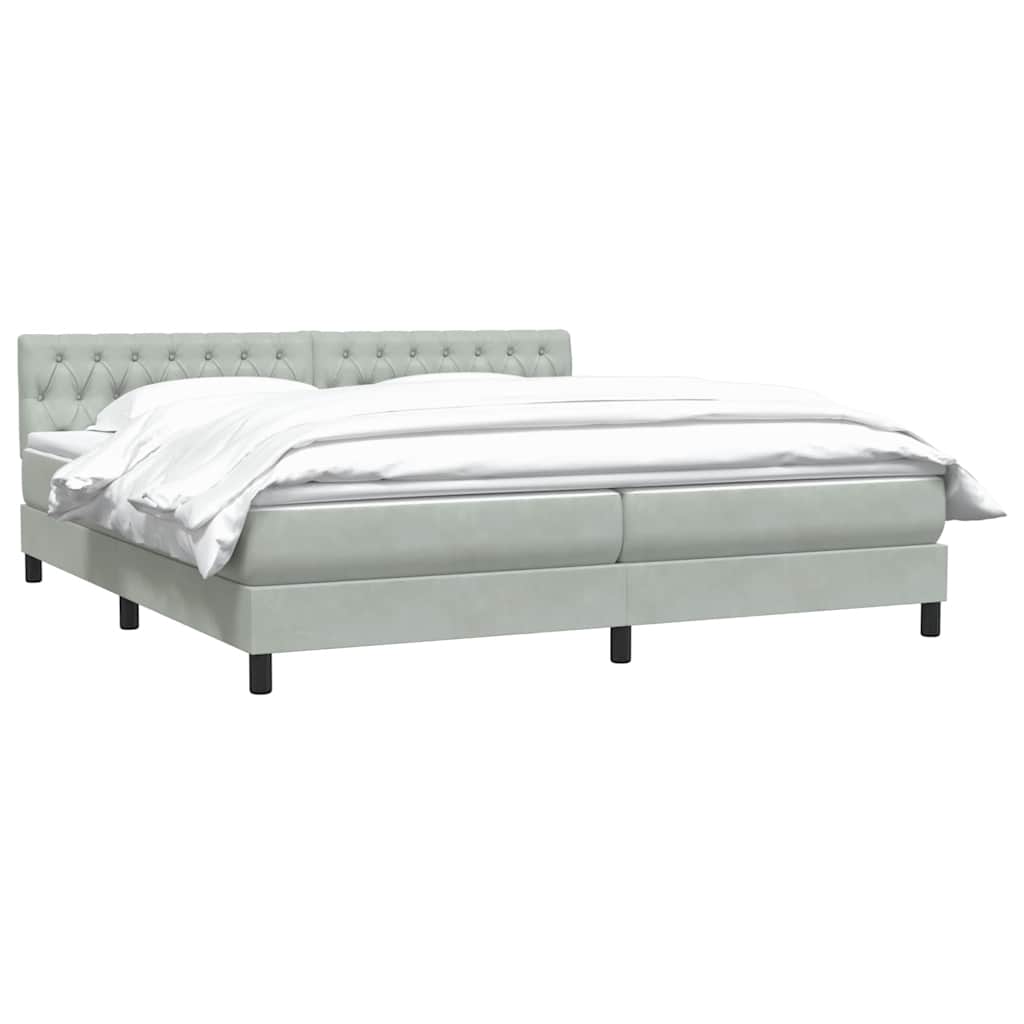 Box Spring κρεβάτι με στρώμα ανοιχτό γκρι 200x210 cm Βελούδινο - Pakobazaar