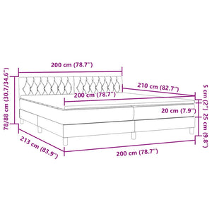 Box Spring κρεβάτι με στρώμα ανοιχτό γκρι 200x210 cm Βελούδινο - Pakobazaar