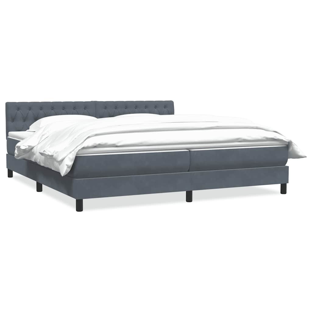 Κρεβάτι Boxspring με Στρώμα Σκούρο Γκρι 200x210 εκ. Βελούδινο - Pakobazaar