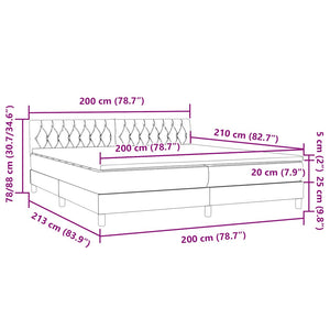 Κρεβάτι Boxspring με Στρώμα Σκούρο Γκρι 200x210 εκ. Βελούδινο - Pakobazaar