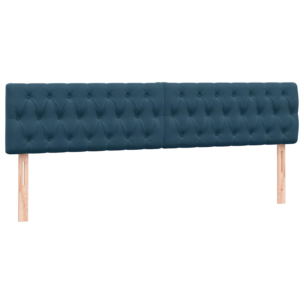 Κρεβάτι Boxspring με Στρώμα Σκούρο Μπλε 200x220 εκ. Βελούδινο