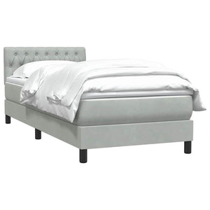 Box Spring κρεβάτι με στρώμα ανοιχτό γκρι 90x220 εκ. Βελούδινο - Pakobazaar