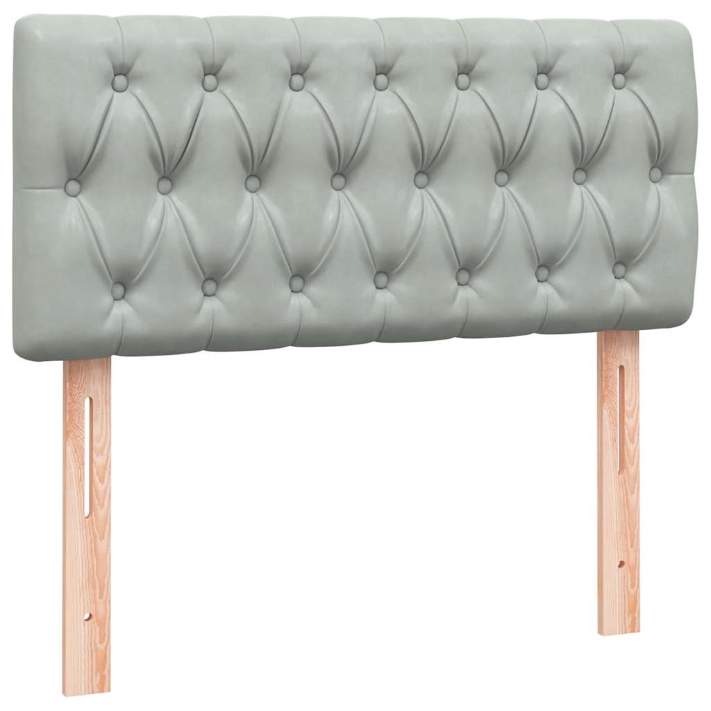 Box Spring κρεβάτι με στρώμα ανοιχτό γκρι 90x220 εκ. Βελούδινο - Pakobazaar